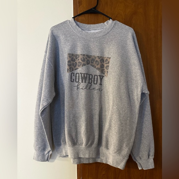 Gildan Sweaters - Gray Leopard Print Women’s Sweater